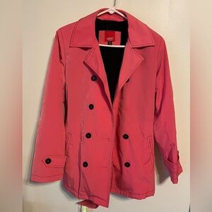 E Spirit Womens Jacket Size Medium Pink Zip Up Collared Belted